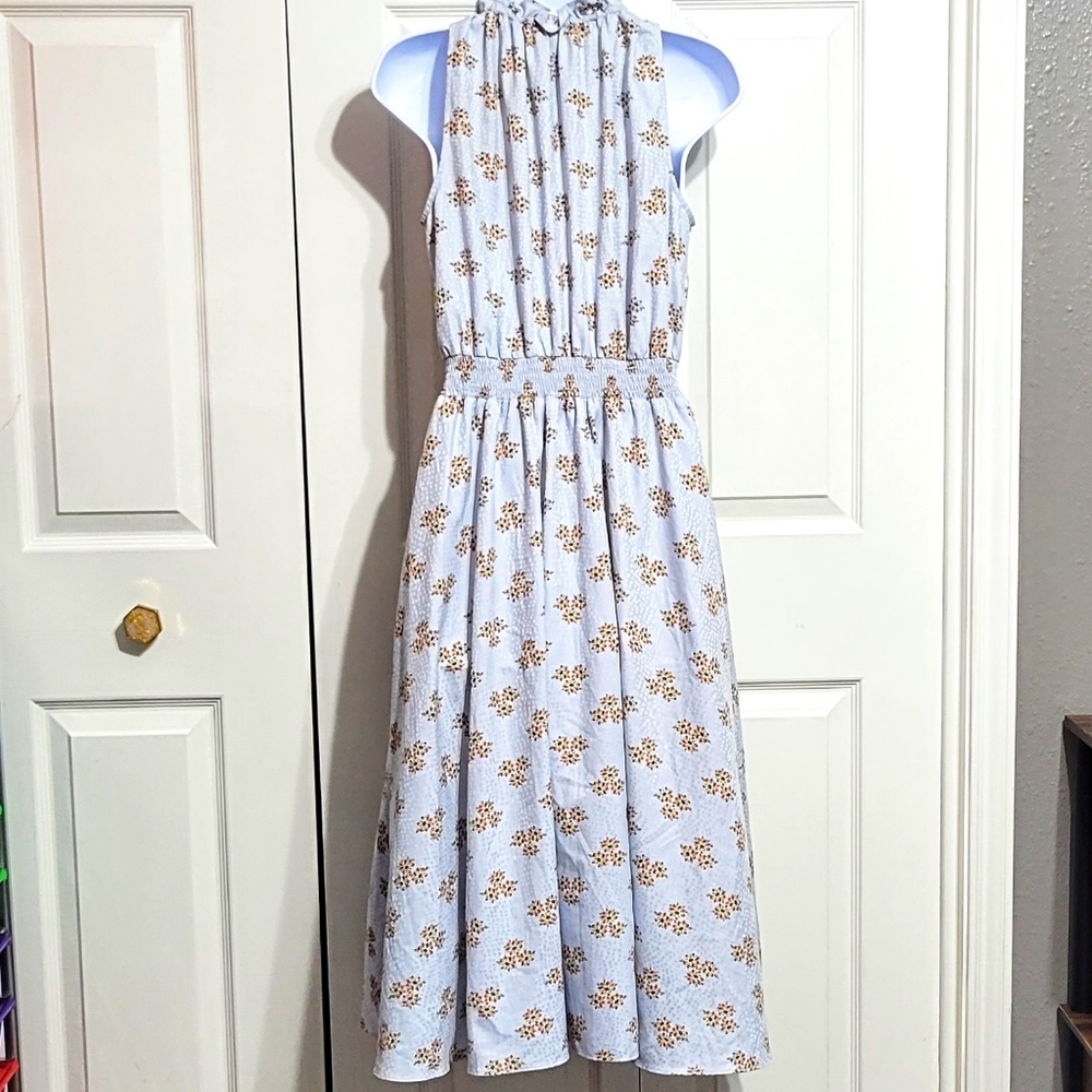 Ann Taylor Factory Dress Pastel Light Blue Floral Ruffles Flowey Sleevel… - Picture 7 of 8